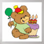 happy birthday teddy bear with cake and balloon