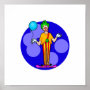 Silly clown with a balloon