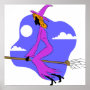Artistic witch on broom