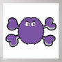 prurple fuzzy monster Skull purple Crossbones