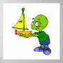 Cute Alien Boy With Toy Boat