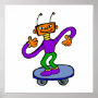 Goofy Alien on Skateboard