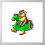 Clown riding fake horse