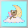 cute fairy bear napping on the moon