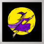 Purple witch across moon
