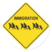 Immigration Crossing Round Sticker