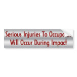 Impact Injuries bumper stickers