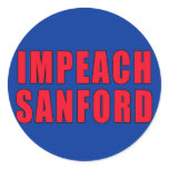 Impeach Governor Mark Sanford Round Sticker