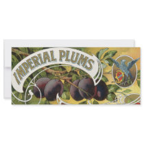 Imperial Plums, Vintage Fruit Crate Label Art Customized Rack Card