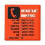 Important contact info for kids, babysitter etc fridge magnets