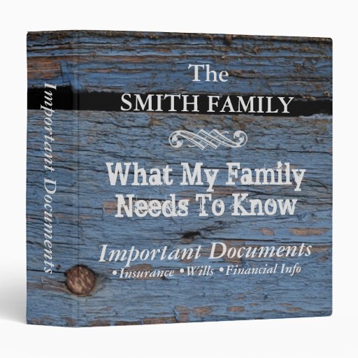 Important Family Documents•Custom 3 Ring Binder Zazzle