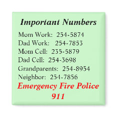 Important Numbers Magnet magnet