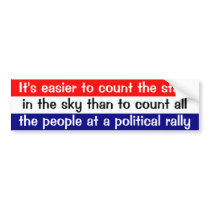 Impossible to count people at a political rally bumper stickers