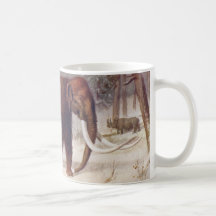Impresión antigua animal prehistórica del mamut la taza de café