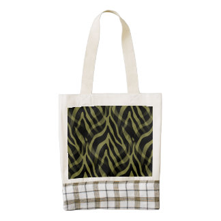 Impresión elegante de las rayas de la cebra del bolsa tote zazzle HEART