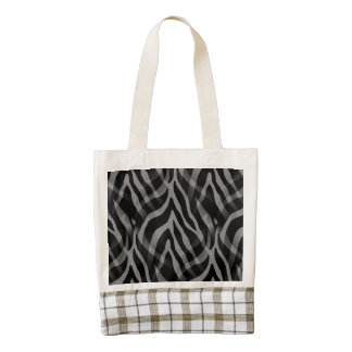 Impresión gris neutral elegante de las rayas de la bolsa tote zazzle HEART