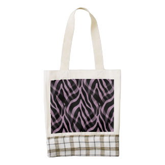 Impresión púrpura de las rayas de la cebra de la bolsa tote zazzle HEART