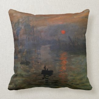 Impression, Sunrise by Monet Vintage Impressionism Throw Pillow