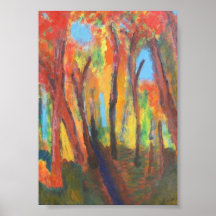 Impressionist Autumn Forest Scene Poster