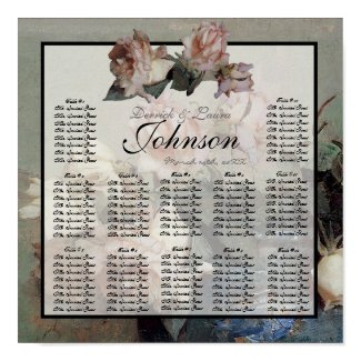 Impressionist Roses Reception Table Seating Chart print