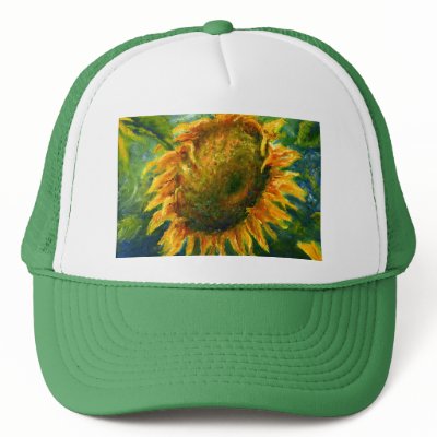 Impressionist Sunflower Face Mesh Hats by Artist_Lenora
