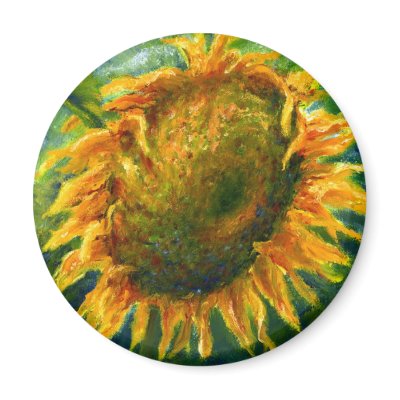 Impressionist Sunflower Face Refrigerator Magnets by Artist_Lenora