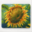 Impressionist Sunflower Face mousepads