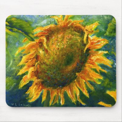 Impressionist Sunflower Face Mouse Mat by Artist_Lenora