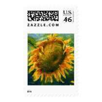 Impressionist Sunflower Face postage by Artist_Lenora Impressionist Sunflower Face postage