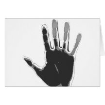 Imprinted black and grey hand! card