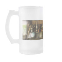 In a carpenter's workshop mugs