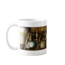 In a carpenter's workshop mugs