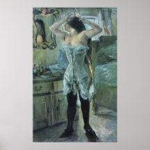 In a corset by Lovis Corinth Print