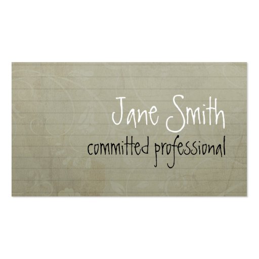 In a piece of paper business card template (front side)
