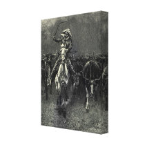 In A Stampede by Remington, Vintage Cowboy Canvas Print