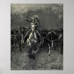 In A Stampede by Remington, Vintage Cowboy posters