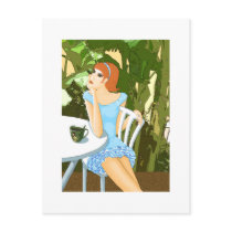in blue postcards