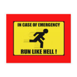 In Case Of Emergency ... Run Like Hell Postcards