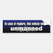 "In Case of Rapture..." Bumper Sticker bumper stickers