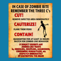 "IN CASE OF ZOMBIE BITE" poster Angry Johnny