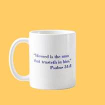 "In God We Trust" coffee mug with Psalms 34:8