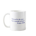 "In God We Trust" coffee mug with Psalms 34:8