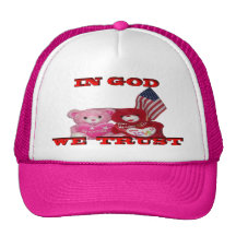 In God We Trust Pink And Red Bear Hat