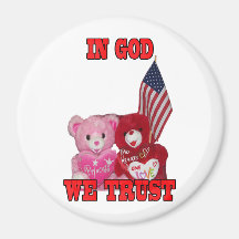 In God We Trust Pink And Red Bears Magnet