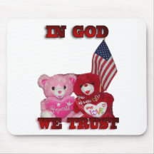 In God We Trust Pink And Red Bears Mousepad