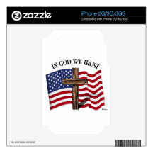 In God We Trust with rugged cross and US flag Skin For The iPhone 3