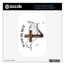 In God We Trust with rugged cross and US outline Decal For The iPhone 3
