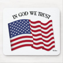 In God We Trust with US flag Mousepad