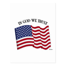 In God We Trust with US flag Post Cards