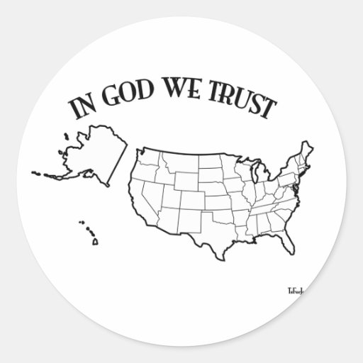 In God We Trust with US outline Round Sticker